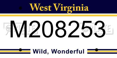 M208253 West Virginia License Plate