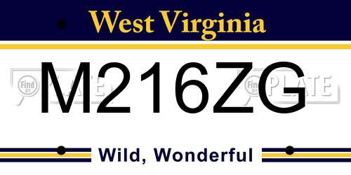 M216ZG West Virginia License Plate
