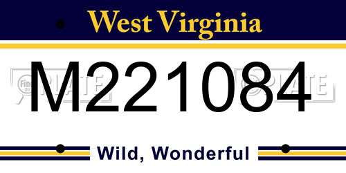 M221084 West Virginia License Plate