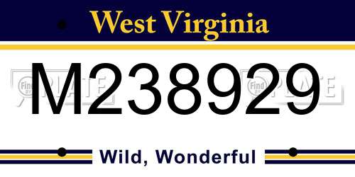 M238929 West Virginia License Plate
