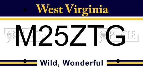 M25ZTG West Virginia License Plate