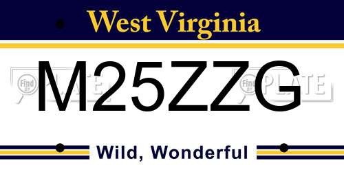 M25ZZG West Virginia License Plate
