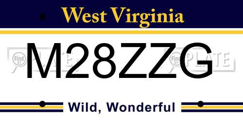 M28ZZG West Virginia License Plate