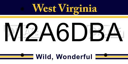 M2A6DBA West Virginia License Plate