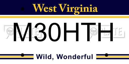M30HTH West Virginia License Plate