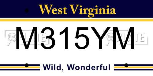 M315YM West Virginia License Plate