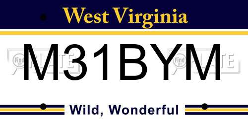 M31BYM West Virginia License Plate