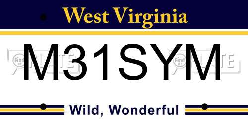 M31SYM West Virginia License Plate