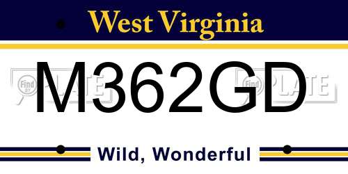 M362GD West Virginia License Plate