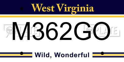 M362GO West Virginia License Plate