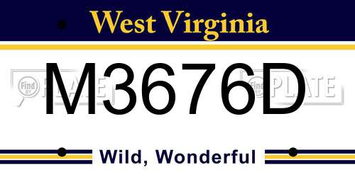M3676D West Virginia License Plate