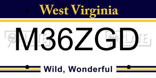 M36ZGD West Virginia License Plate