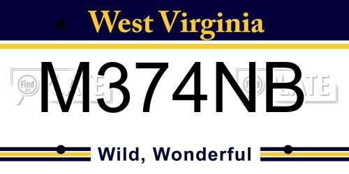 M374NB West Virginia License Plate