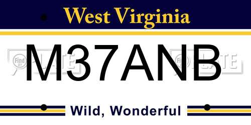 M37ANB West Virginia License Plate