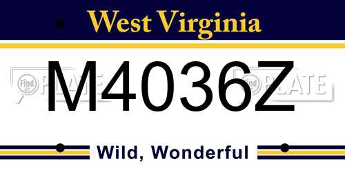 M4036Z West Virginia License Plate