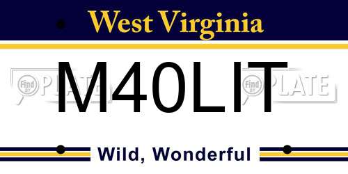M40LIT West Virginia License Plate