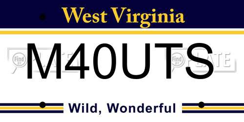 M40UTS West Virginia License Plate