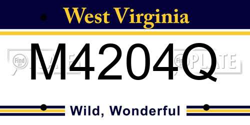 M4204Q West Virginia License Plate