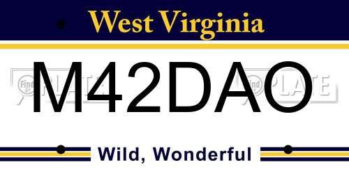 M42DAO West Virginia License Plate