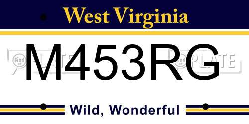 M453RG West Virginia License Plate