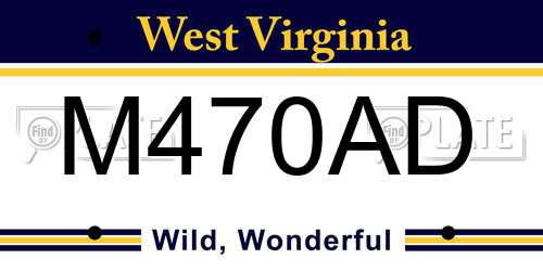 M470AD West Virginia License Plate