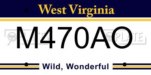 M470AO West Virginia License Plate