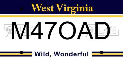 M47OAD West Virginia License Plate