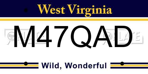 M47QAD West Virginia License Plate