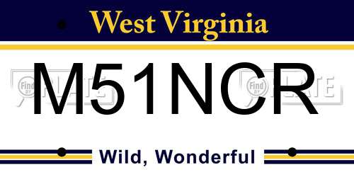 M51NCR West Virginia License Plate