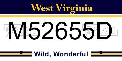 M52655D West Virginia License Plate