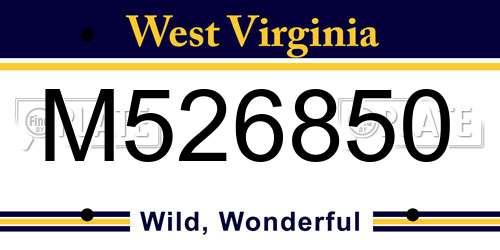 M526850 West Virginia License Plate