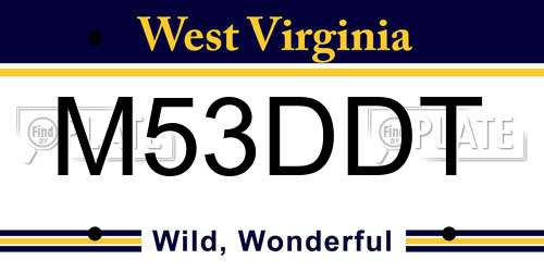 M53DDT West Virginia License Plate
