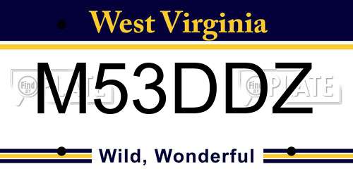 M53DDZ West Virginia License Plate