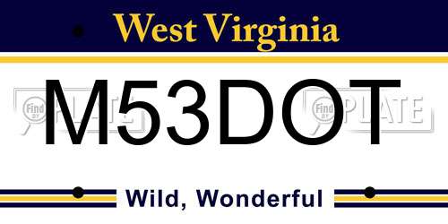 M53DOT West Virginia License Plate