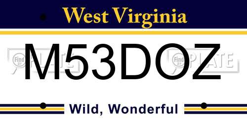 M53DOZ West Virginia License Plate