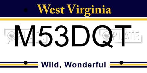 M53DQT West Virginia License Plate
