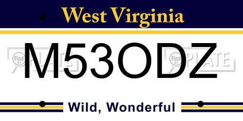 M53ODZ West Virginia License Plate