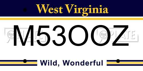 M53OOZ West Virginia License Plate