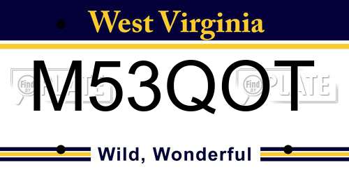 M53QOT West Virginia License Plate