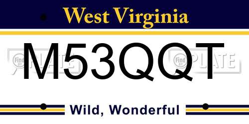 M53QQT West Virginia License Plate