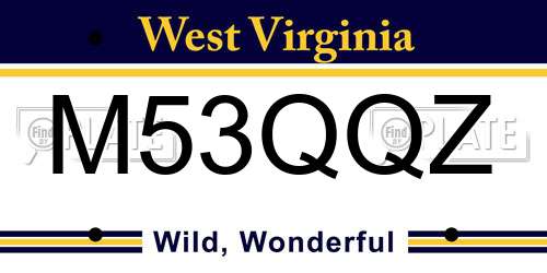 M53QQZ West Virginia License Plate