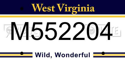 M552204 West Virginia License Plate