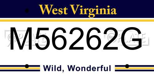 M56262G West Virginia License Plate