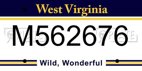M562676 West Virginia License Plate