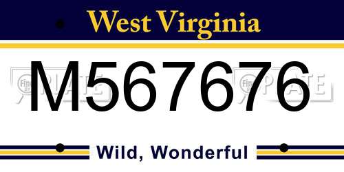 M567676 West Virginia License Plate