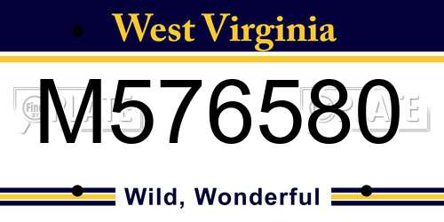M576580 West Virginia License Plate