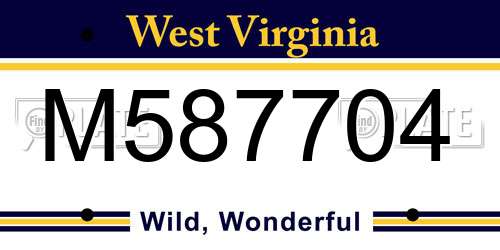 M587704 West Virginia License Plate