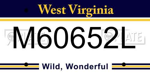 M60652L West Virginia License Plate