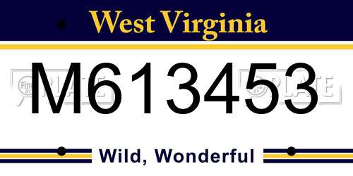 M613453 West Virginia License Plate