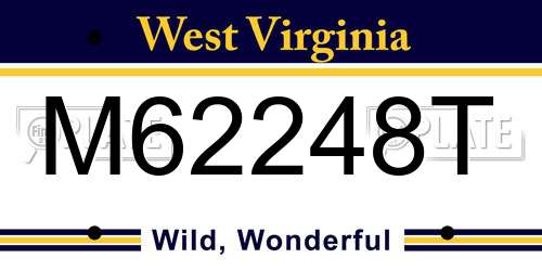 M62248T West Virginia License Plate